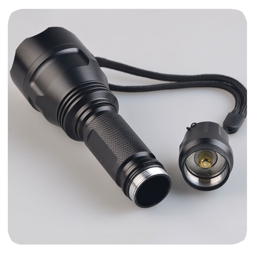 LIANGTE custom Long Distance High Lumen C8 Red Green White Rechargeable XML-T6 LED Flashlight For Outdoor Hunting