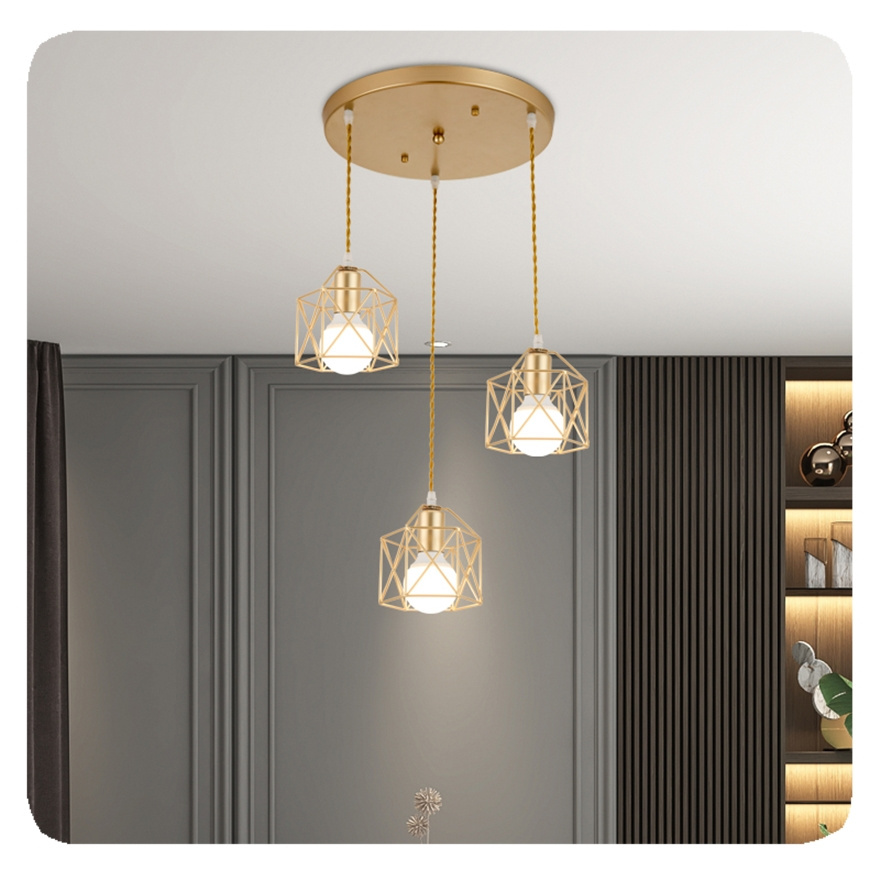 New Simple Modern Iron Gold Household Decoration Fixture three Head E27 Pendant Light for Living Room Restaurant Shop Bar Lamp