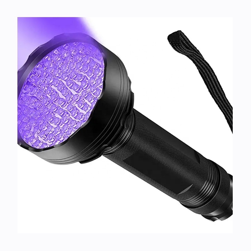 New Arrival Aluminum 390 395nm UV 128 LEDS Flashlight Brightest Handheld Blacklight Torch For Scorpion Finder Lamp