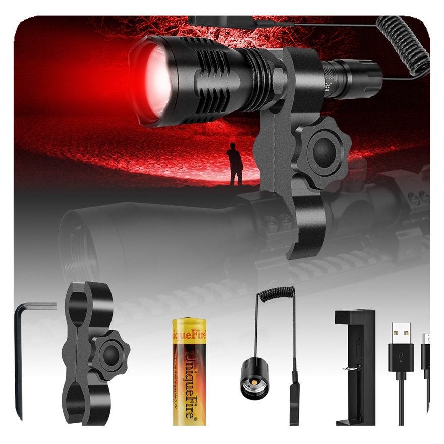 Custom Liangte High Quality Red White Green Rechargeable Tactical Waterproof Powerful Hunting Camping LED Flashlight