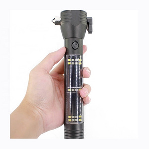 New Multi-Functional Solar Flashlight with compass hammer magnet power bank Rechargeable Led Torch Lamp