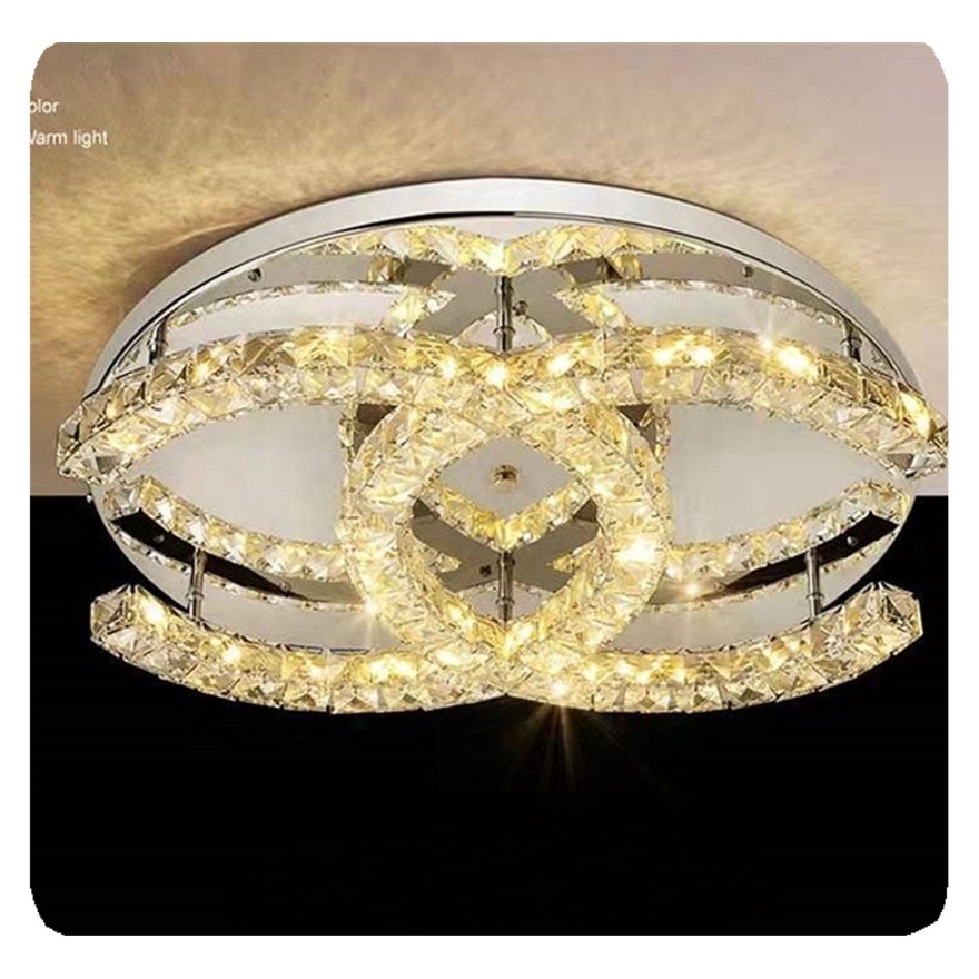 indoor new style artistic decoration hotel dining showroom stainless steel luxury led crystal ceiling light Lamp