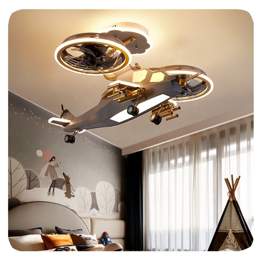 Wooden Helicopter Industrial Led Chandelier Ceiling Fan Light Lamps New Smart Wholesale Metro Remote Control Designer Modern 10