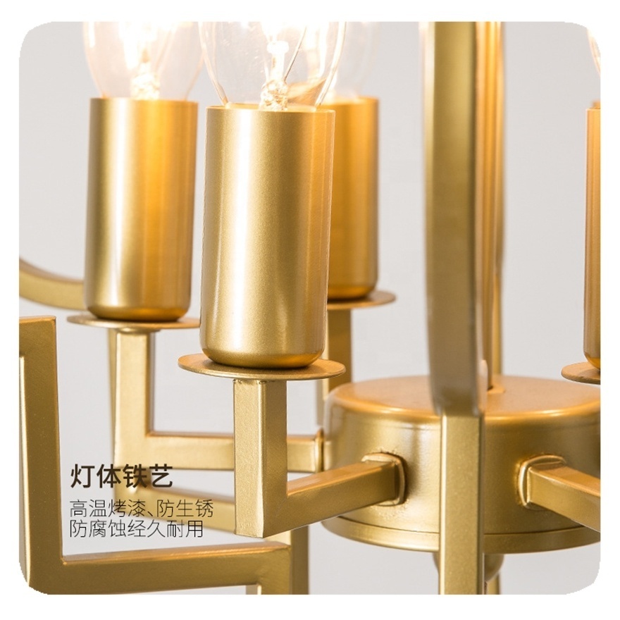 New Gold American Country Style Small Chandelier Bedroom Dinning Room Creative Home Deco Lighting Fixtures Bedside Luster Lamp