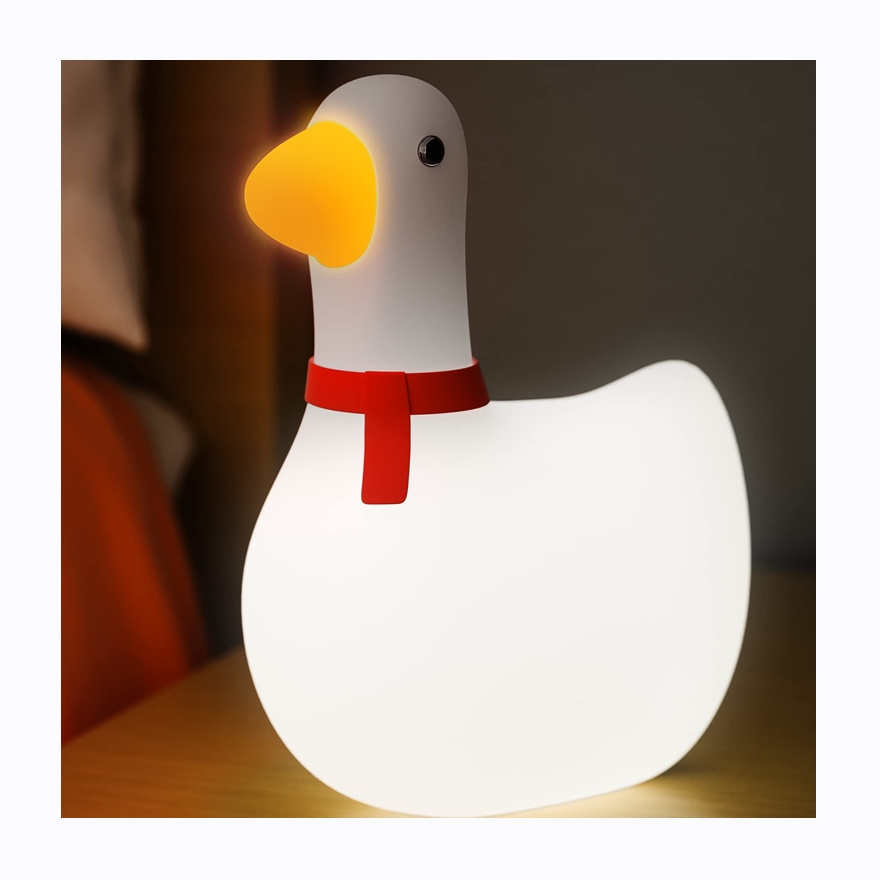 New Kids Night Light Motion Sensor Solar Indoor Lights Cute Silicone Tischlampe Goose Nursery Inductance for Baby Toddler lamp