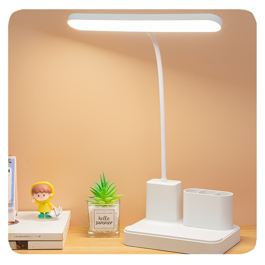 LIANGTE custom LED Rechargeable Table Lamp 3 Color Termperatute With Pen Holder Brightness Dimming Technology Desk Readng Light