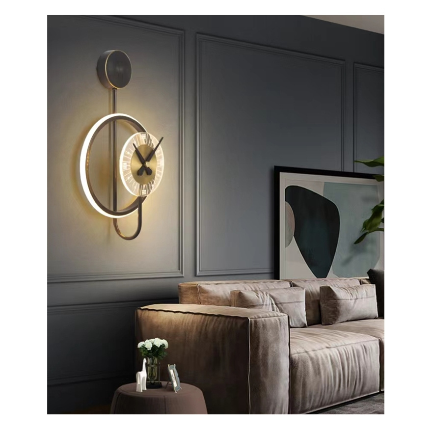 led New Design Modern With Light Decoration Hanging Clock Creative Classic Wall Sconces For Bedroom Lamp