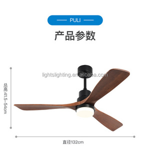 ABS 3 blade Led Ceiling Fan Lights AC Motor Remote Control Big Size Silent 52 Inches Large Ceiling Fan Light