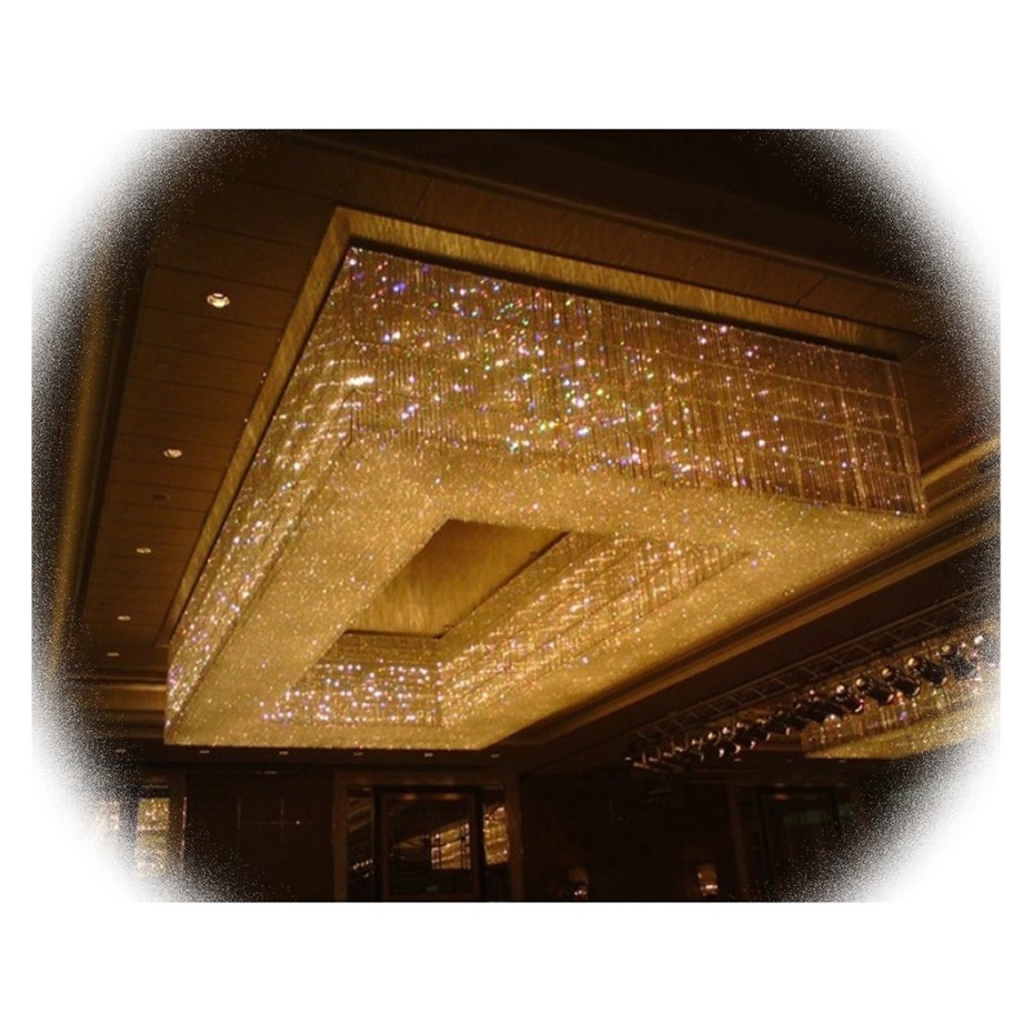 NEW Hanging Hotel Lobby Decorative Lighting Dinning Room Ceiling Gold Crystal Rectangle Chandelier Modern Liangte