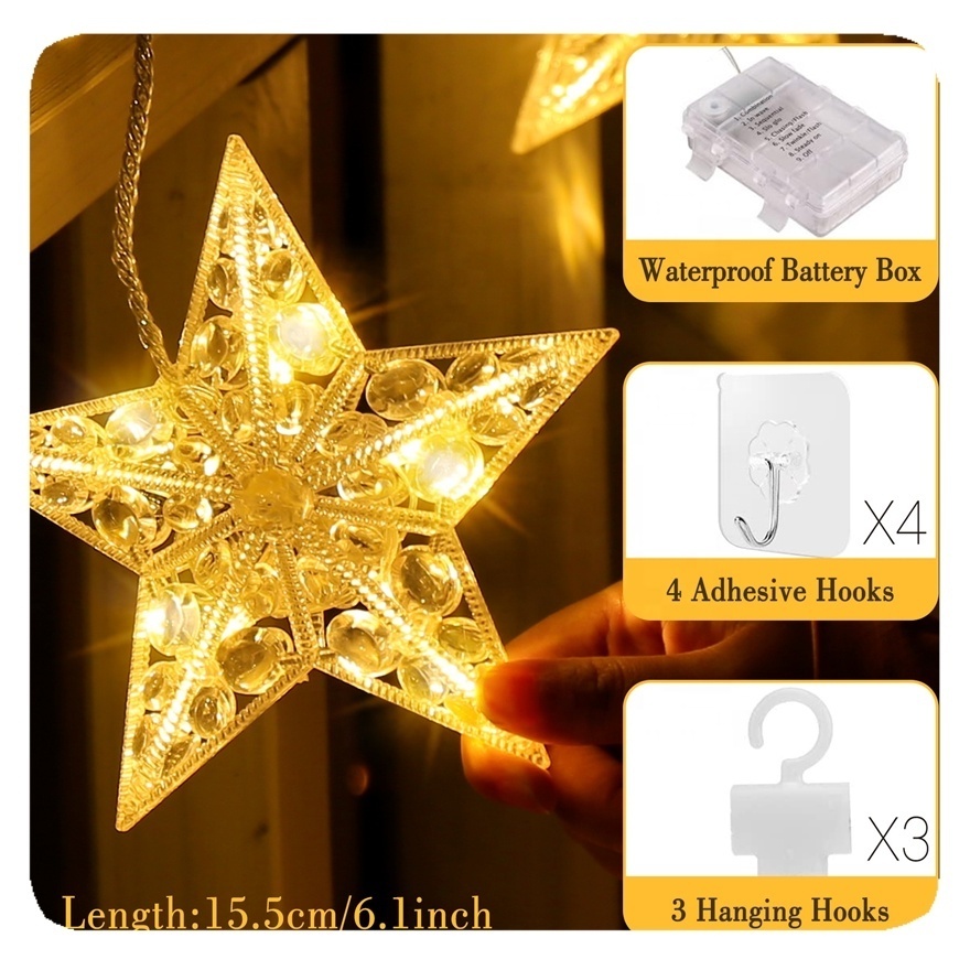 New led light lamp warm white Battery Operated crystal showcase LED Christmas decoration star fairy string lights Lamp