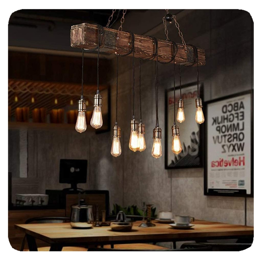 Custom Farmhouse Chandelier Wood Hanging Industrial Pendant Lighting Ceiling Light Fixture 10 lights Metal Iron Nordic Lamp 1200