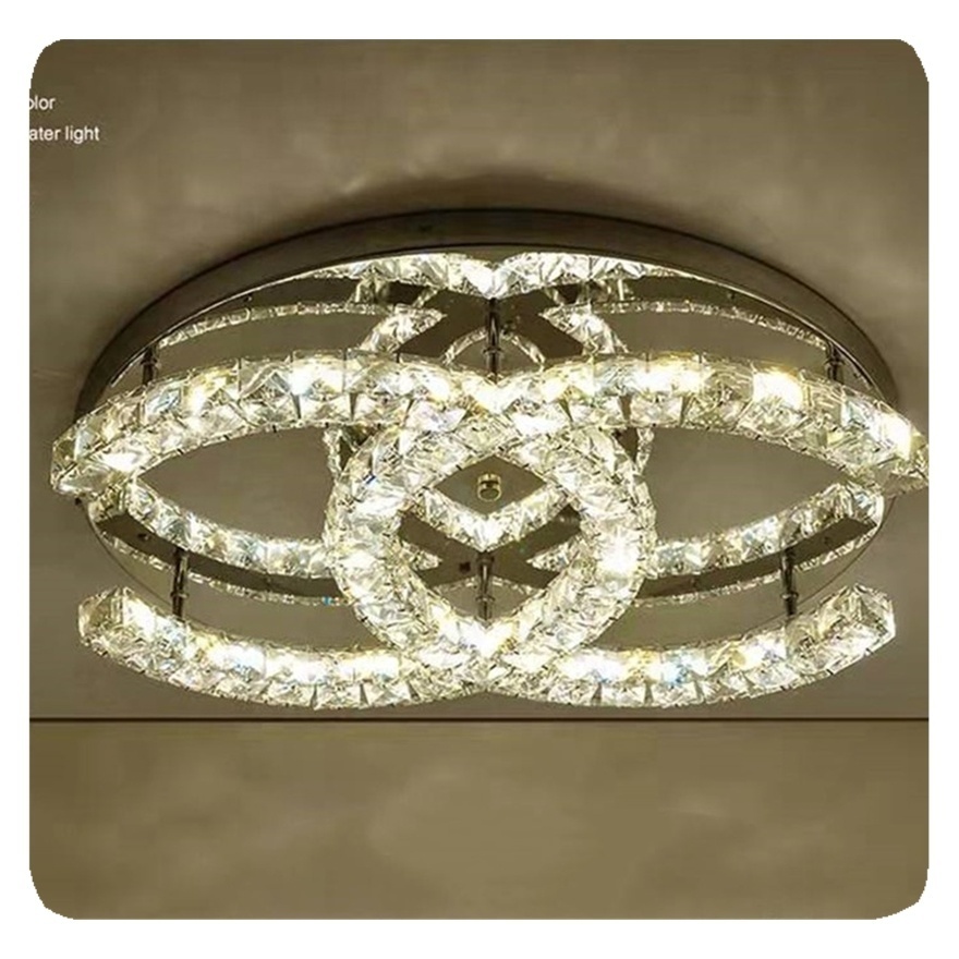 indoor new style artistic decoration hotel dining showroom stainless steel luxury led crystal ceiling light Lamp