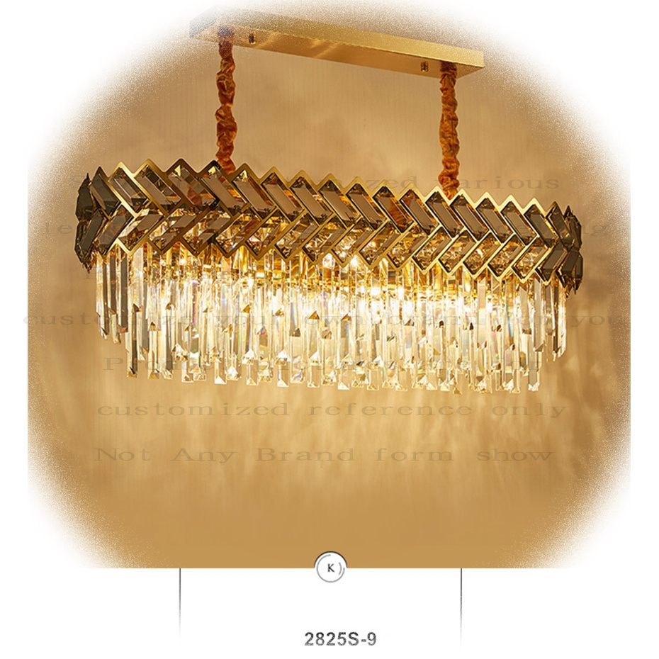 Custom Hotel modern crystal chandelier lamp kitchen luxury pendant gold led hanging light