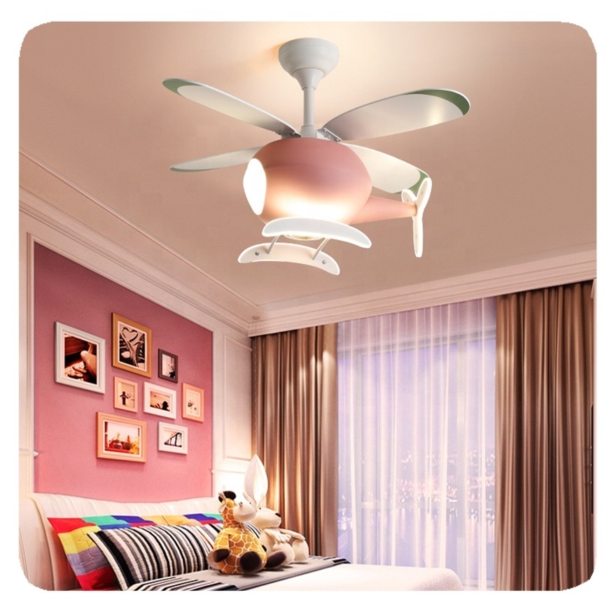 New Children Modern Helicopter LED Chandeliers Pendant Lights Remote Control Plane Ceiling Fan With Light Lamp