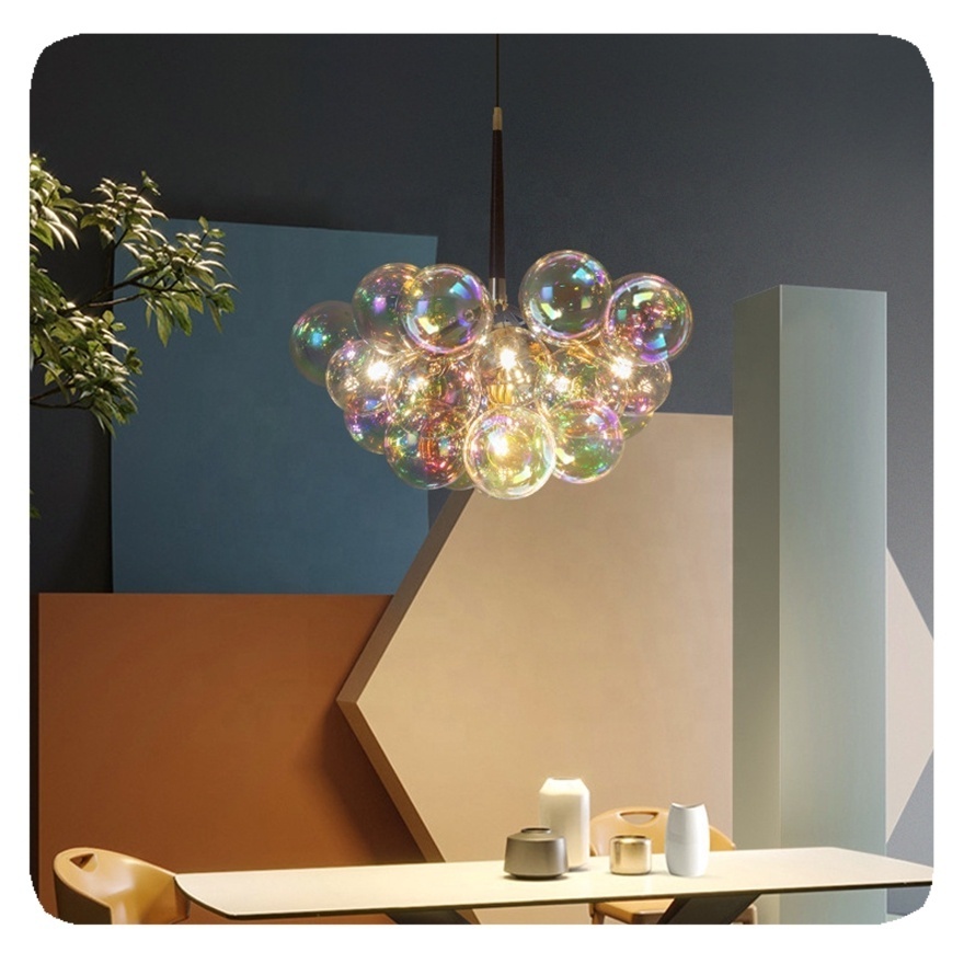 New Nordic warm bedroom bubble living dining chandelier children's room colorful glass lamps Lamp