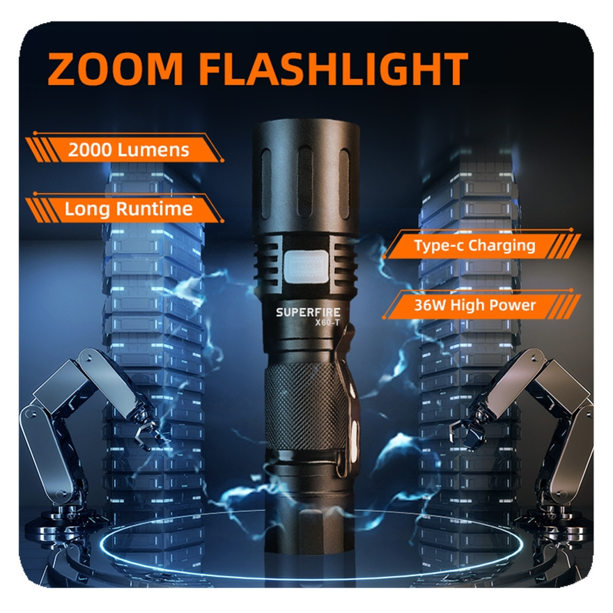 LIANGTE custom Powerful Rechargeable LED Flashlights Torch EDC Waterproof Hunting tactical Flashlight 2024