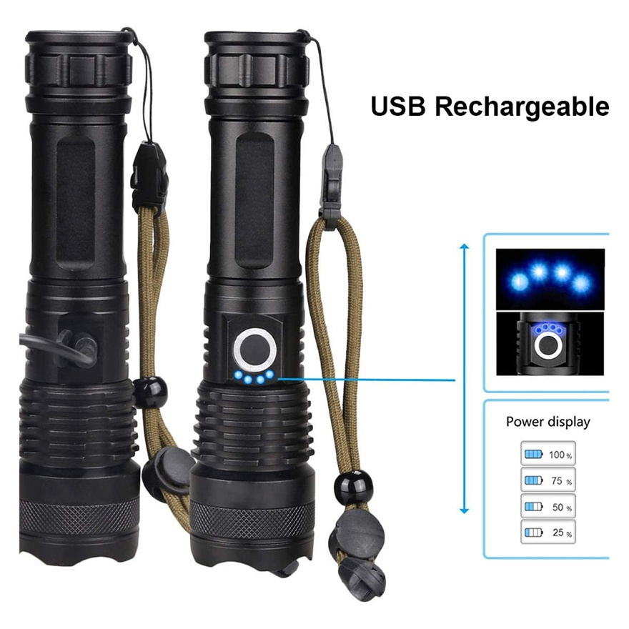 NEW Waterproof 3000 High Lumens USB Rechargeable Tactical Flashlights XHP50 Most Powerful Portable LED Flashlight Outdoor