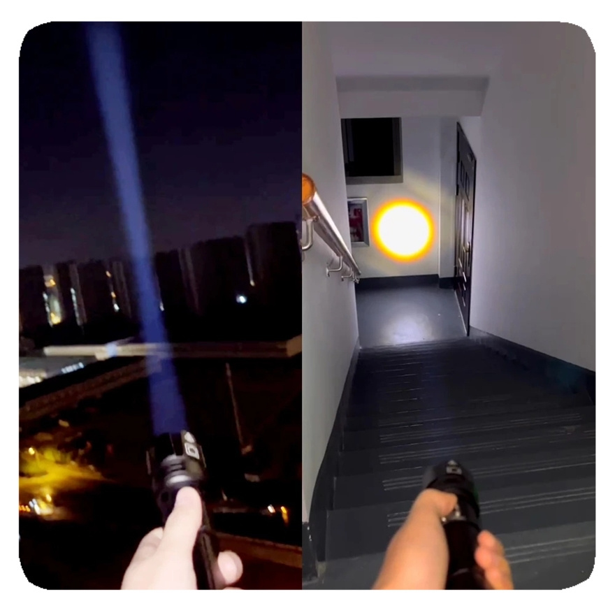 LIANGTE custom 1500 Meters Long Throw Flashlight USB Rechargeable Spotlights 1000000 High Lumens White LED Tactical Flashlights