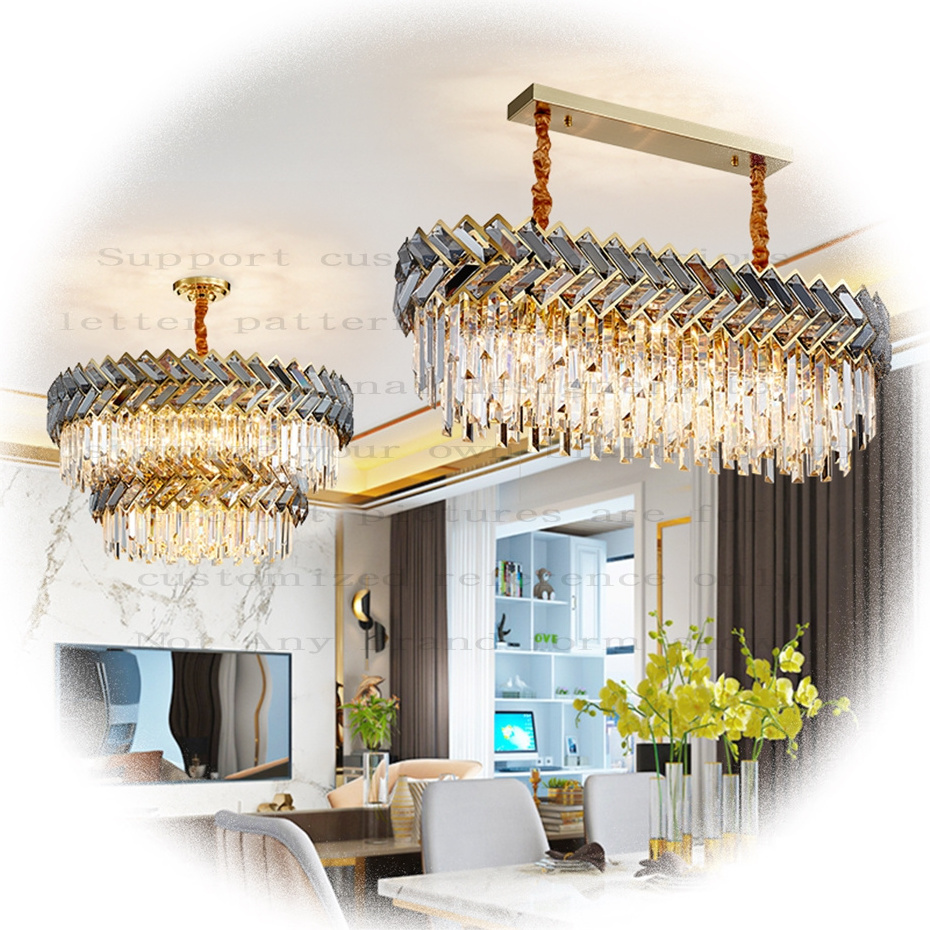 Custom Hotel modern crystal chandelier lamp kitchen luxury pendant gold led hanging light