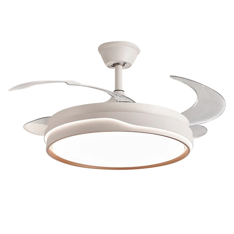 NEW Quiet 3-blade 6-speed Low Profile Smart Timing Remote Control Retractable Ceiling Fan with Light for Dinning Room