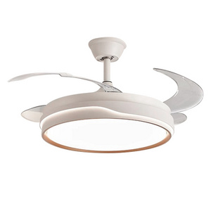 NEW Quiet 3-blade 6-speed Low Profile Smart Timing Remote Control Retractable Ceiling Fan with Light for Dinning Room