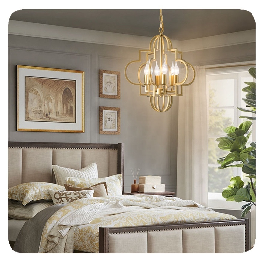 New Gold American Country Style Small Chandelier Bedroom Dinning Room Creative Home Deco Lighting Fixtures Bedside Luster Lamp