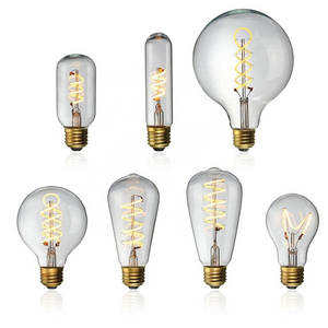 High Quality Vintage Edison led Soft Filament  LED bulbs  ST64 A60 E26 E27   e27 led bulb 2200k  2700K filament dimmable