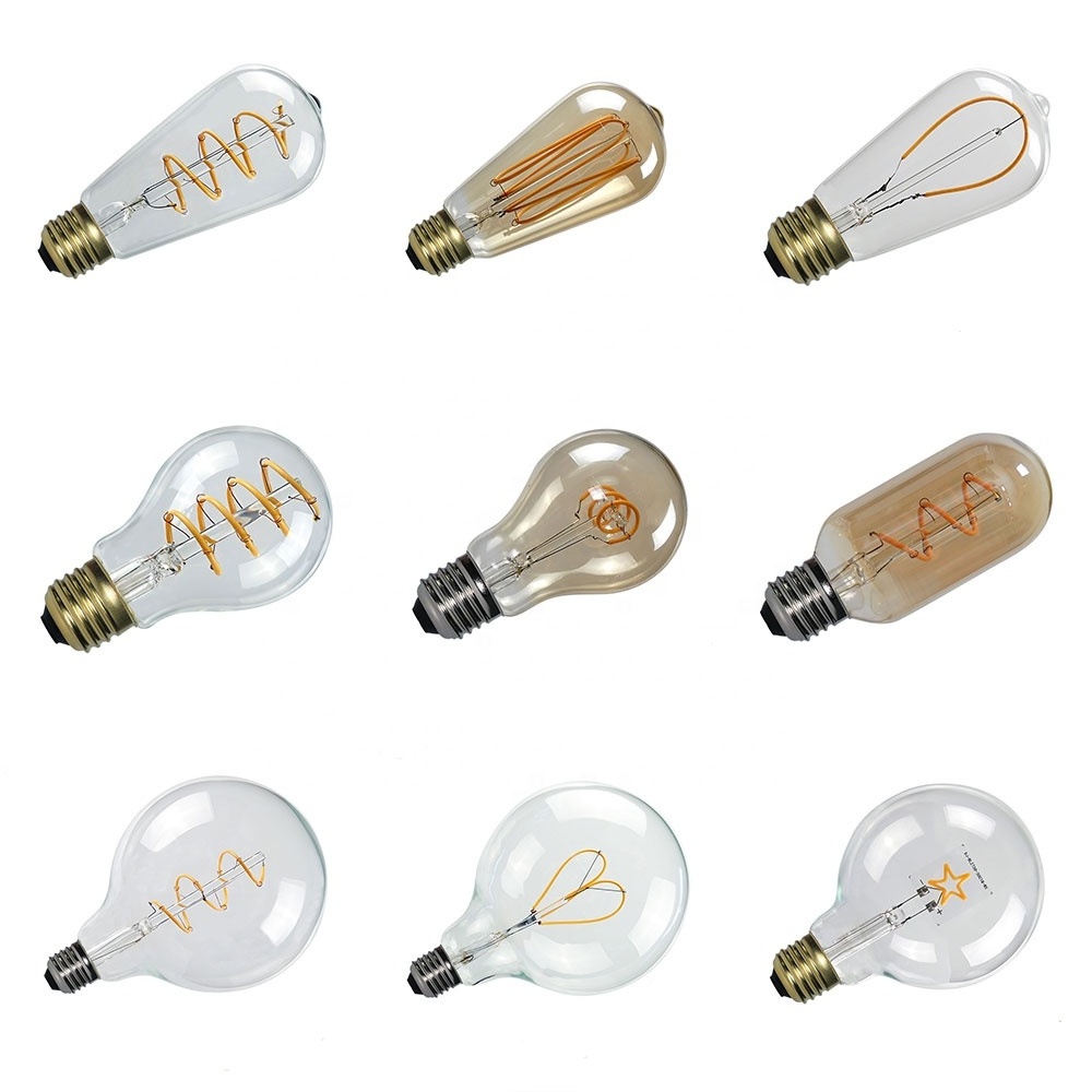 High Quality Vintage Edison led Soft Filament  LED bulbs  ST64 A60 E26 E27   e27 led bulb 2200k  2700K filament dimmable