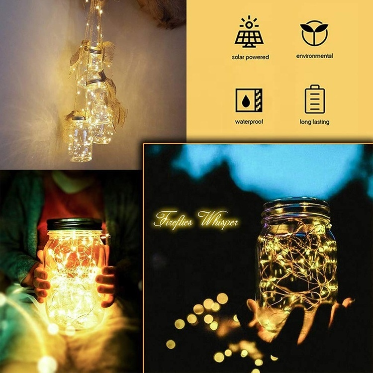 Mason Jar LED Lights Battery Operated 25 LEDs Hanging Starry Fairy Rice Lights Outdoor Lanterns Table Lights