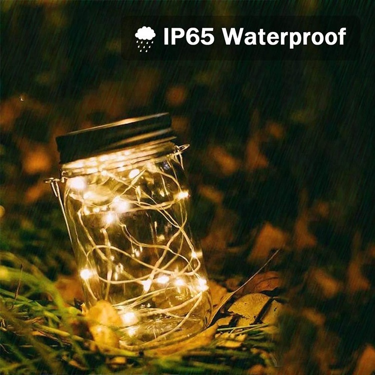 Mason Jar LED Lights Battery Operated 25 LEDs Hanging Starry Fairy Rice Lights Outdoor Lanterns Table Lights