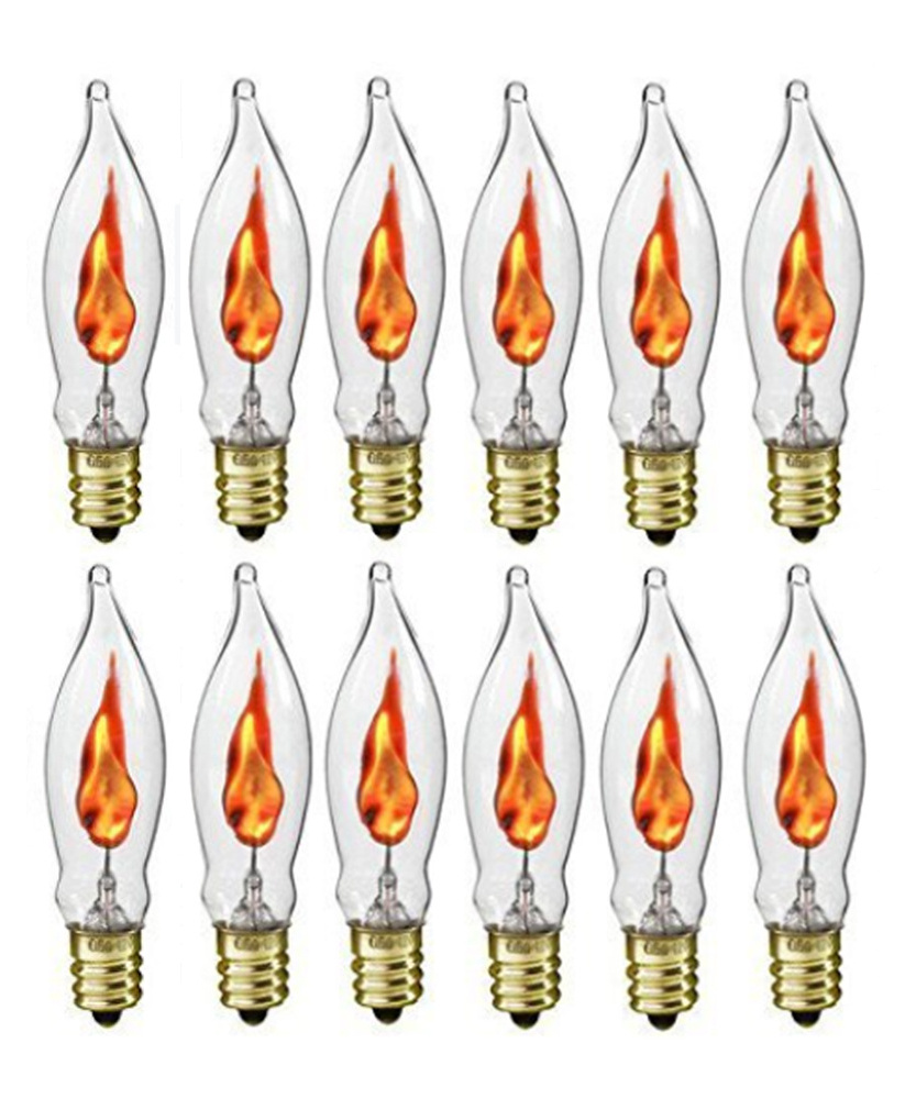 Flame light bulbs candelabrum E12  Bulbs  12 PACK  1W  Flame Tip Replacement  Flame Effect  LED Flicker  Light Bulbs