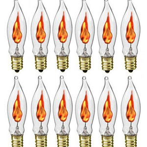 Flame light bulbs candelabrum E12  Bulbs  12 PACK  1W  Flame Tip Replacement  Flame Effect  LED Flicker  Light Bulbs