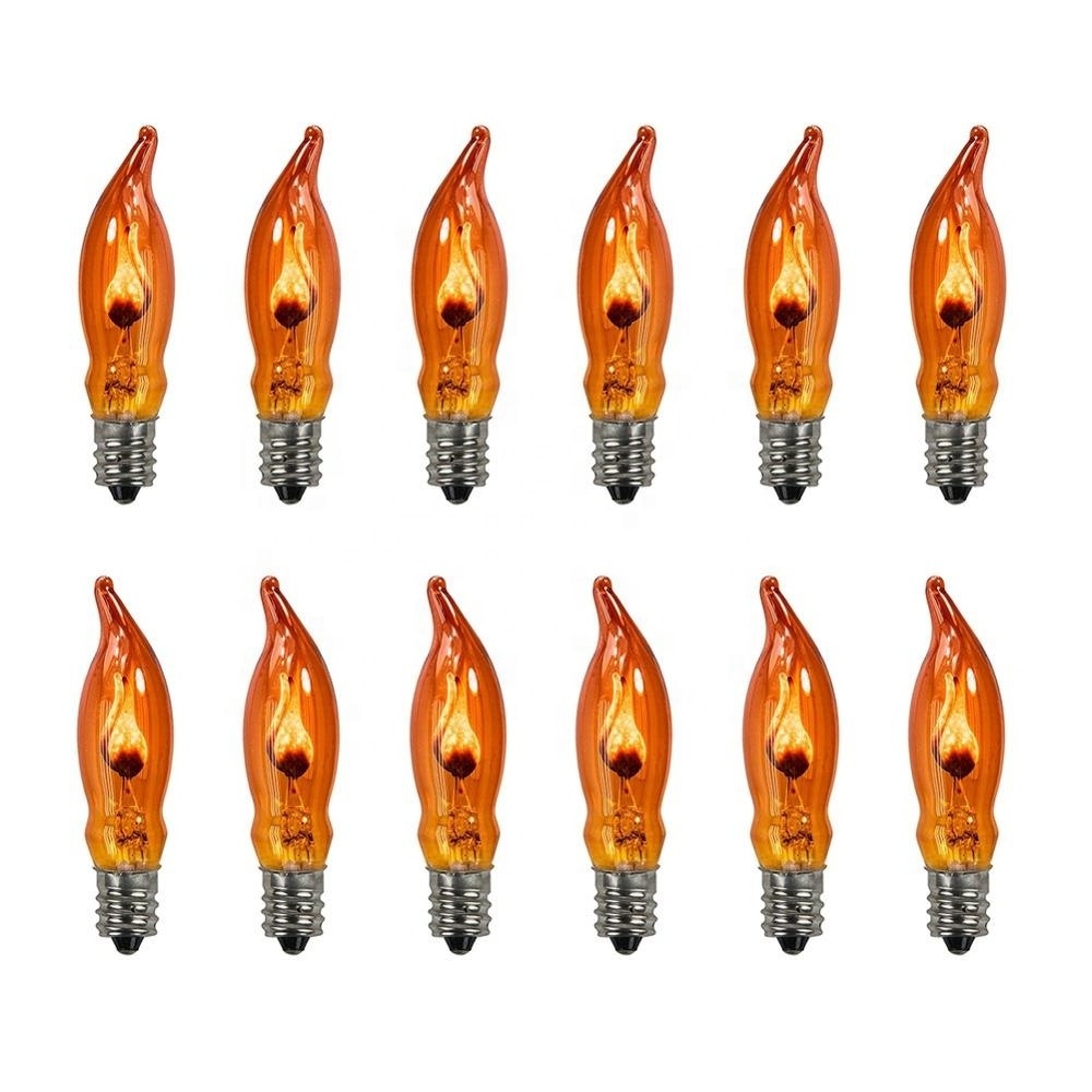 12 pack Flicker Flame C18 replacement Bulbs  E12  Patio outdoor String Lights Bulbs LED Flickering Flame Light Bulbs