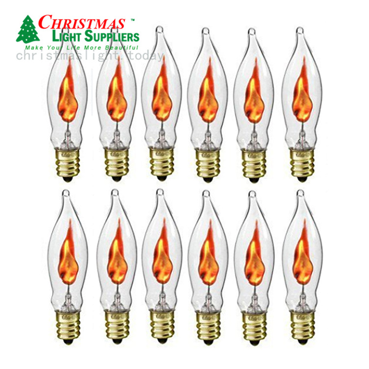 12 pack Flicker Flame C18 replacement Bulbs  E12  Patio outdoor String Lights Bulbs LED Flickering Flame Light Bulbs