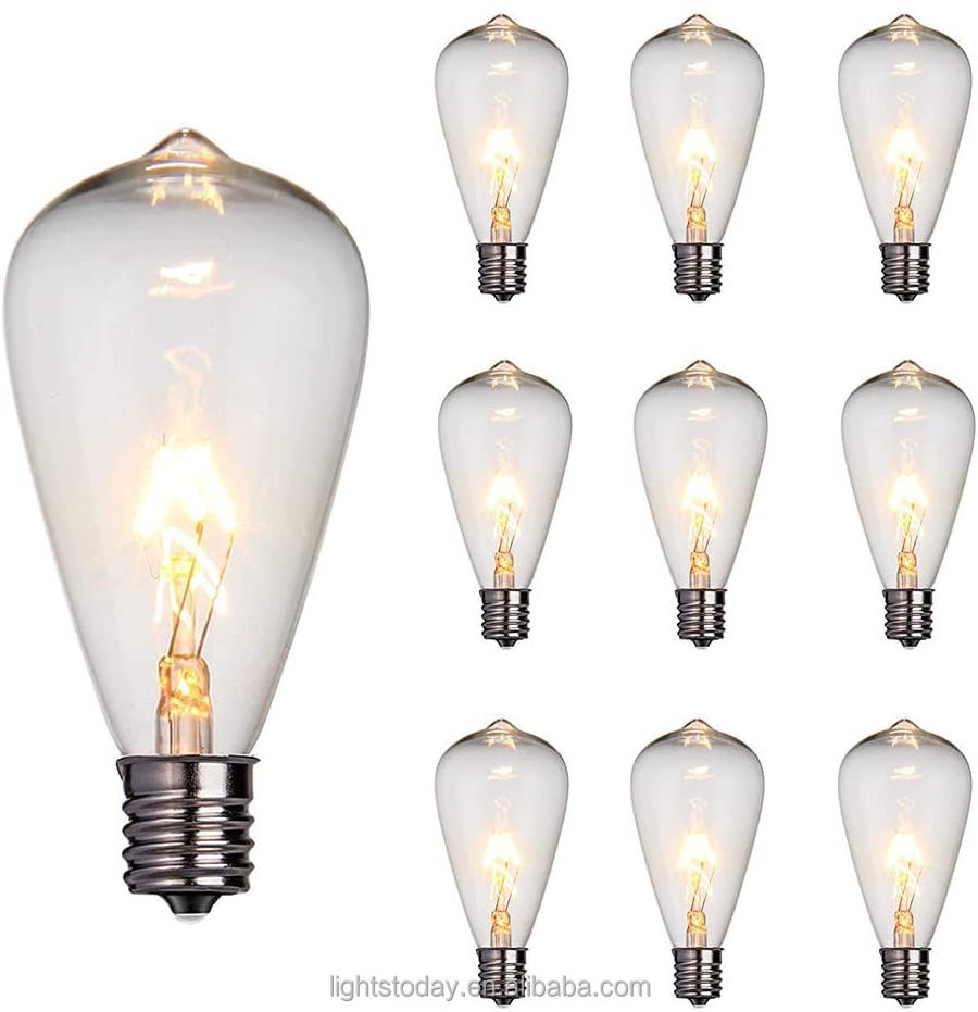 10 Pack Edison Replacement E17 ST40 String Light Bulbs  garden festoon light bulb garden light bulbs