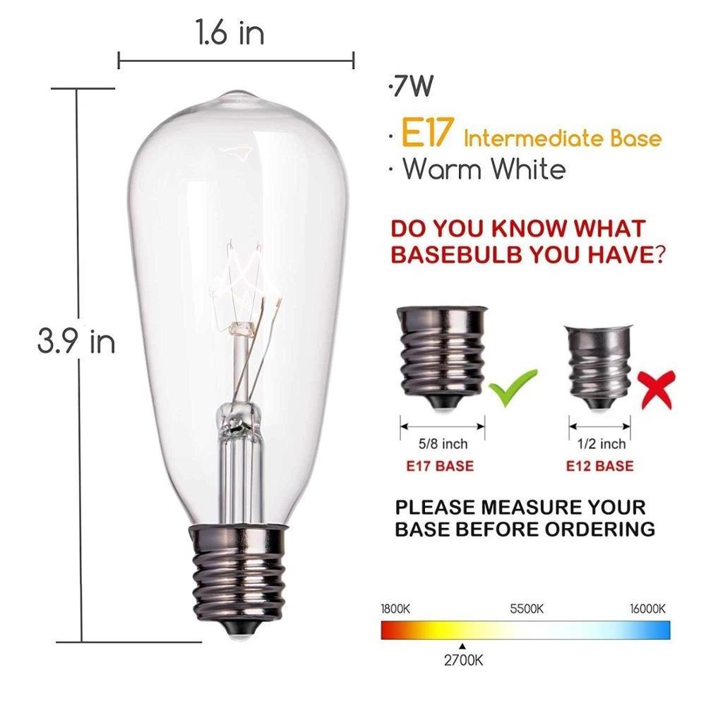 10 Pack Edison Replacement E17 ST40 String Light Bulbs  garden festoon light bulb garden light bulbs