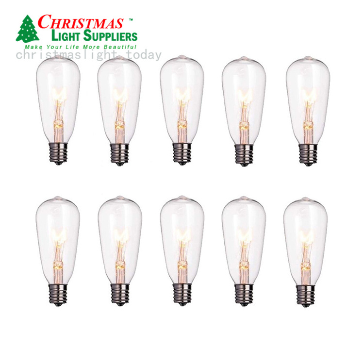 10 Pack Edison Replacement E17 ST40 String Light Bulbs  garden festoon light bulb garden light bulbs