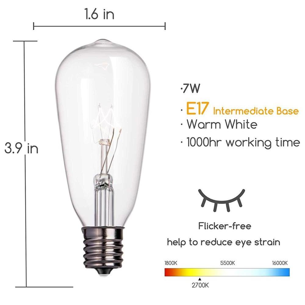 10 Pack Edison Replacement E17 ST40 String Light Bulbs  garden festoon light bulb garden light bulbs