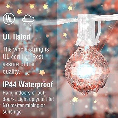 US 50 Foot 50 bulbs G40 lights strand Clear Globe bulbs String Lights   waterproof  Outdoor Patio cafe garden lights string