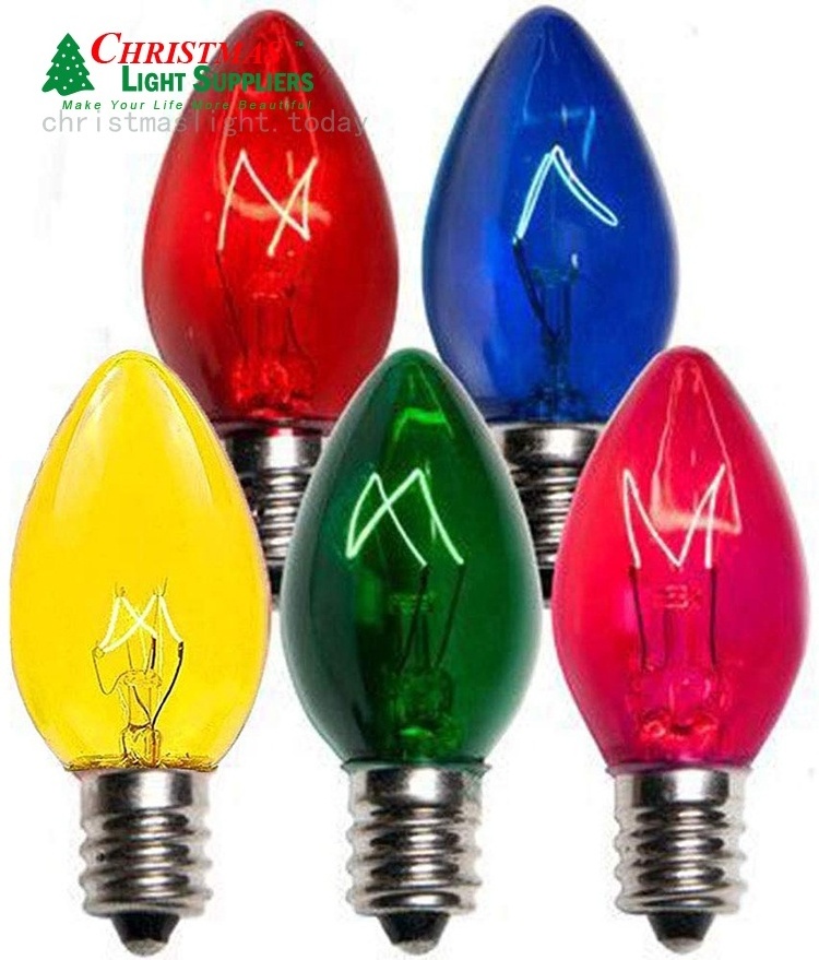 Replacement Bulbs C7 E12 Clear Multi Colors  Candelabra lamp Christmas  String Light Xmas chain lights BULBS