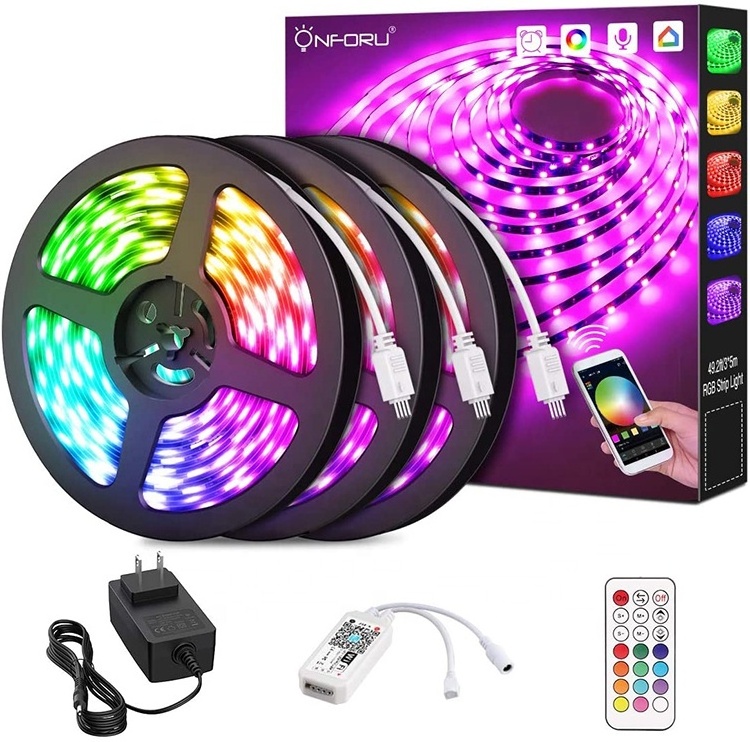 32.8foot TUYA UK EU US WiFi LED Strip Lights Kit Smart WiFi Voice Phone APP Controlled Lights  RGB Dimmable 5050 LED Lights