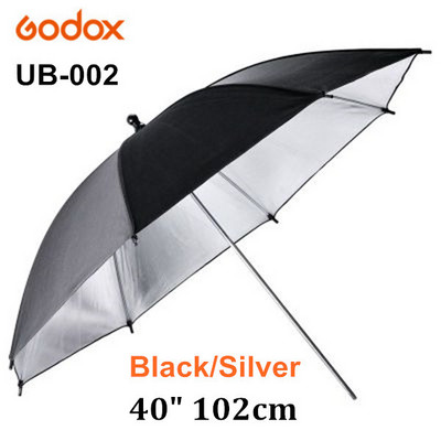 Godox 40" 102cm Reflector Photography Umbrella for Photo Studio Flash Grained Black Silver Umbrella