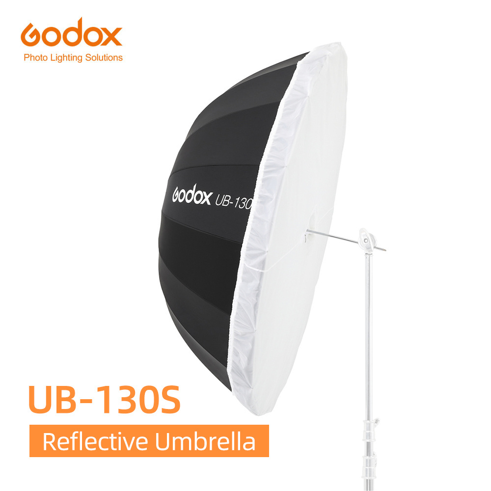 Godox UB-130S 51 inch 130cm Parabolic Black Reflective Umbrella Studio Light Umbrella with white diffuser cover cloth