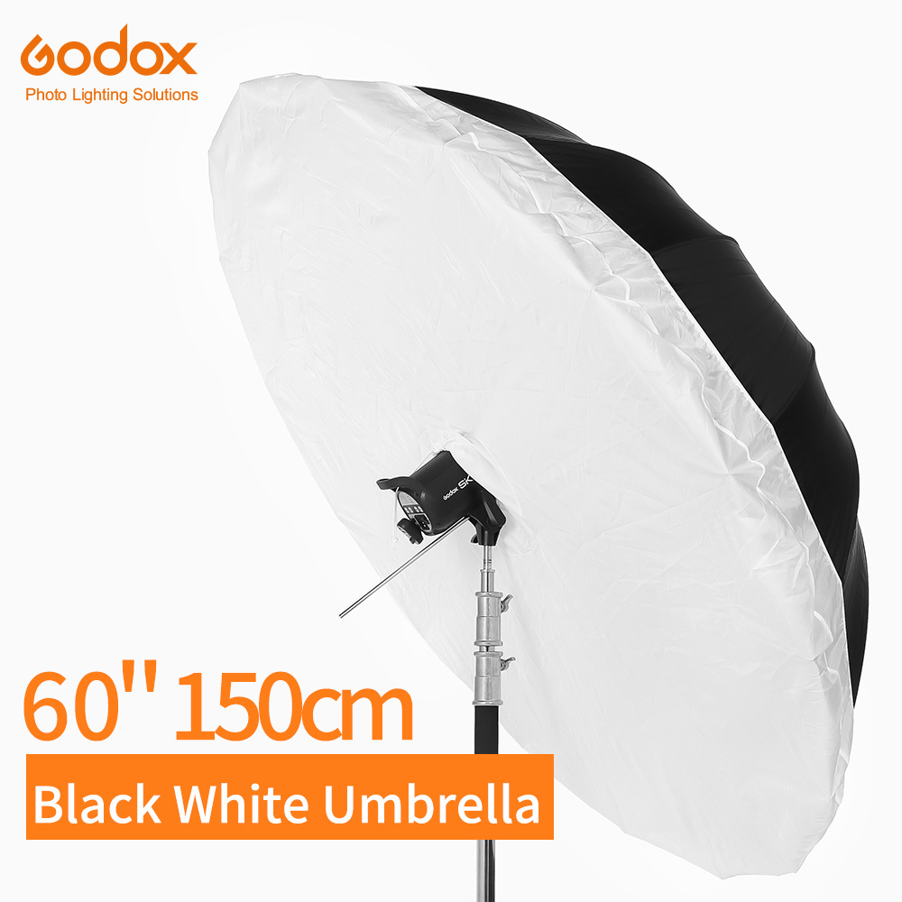 inlighttech Godox 60 inch 150cm Black White Reflective Umbrella Studio Lighting Light Umbrella with Large Diffuser Cover