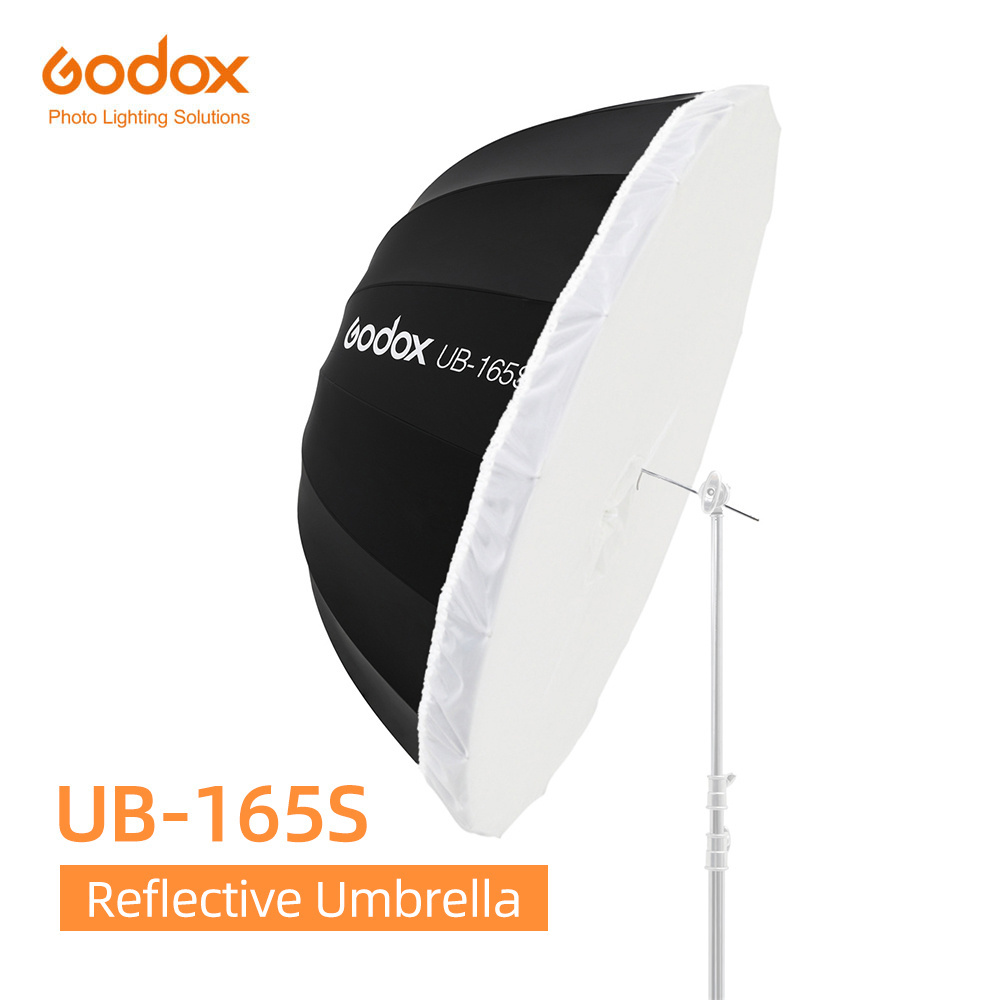 Godox UB-165S 65 inch 165cm Parabolic Black Reflective Umbrella Studio Light Umbrella with white diffuser cover cloth