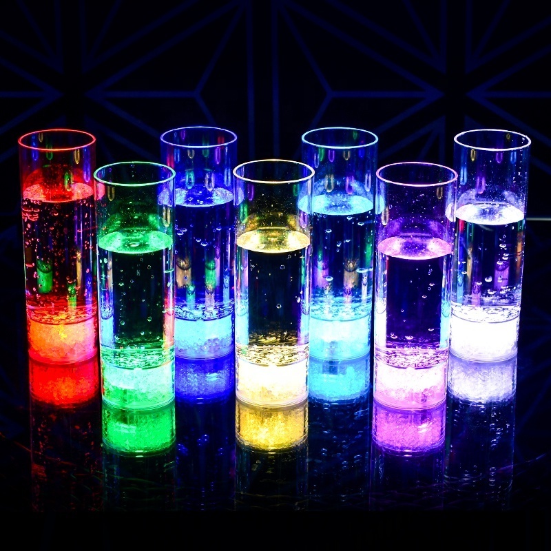 Custom Party Favor LED Light Up Tall Stemless Plastic Cup Glass Water Juice Gin Martini Wine Drinking Glasses glowing party cup