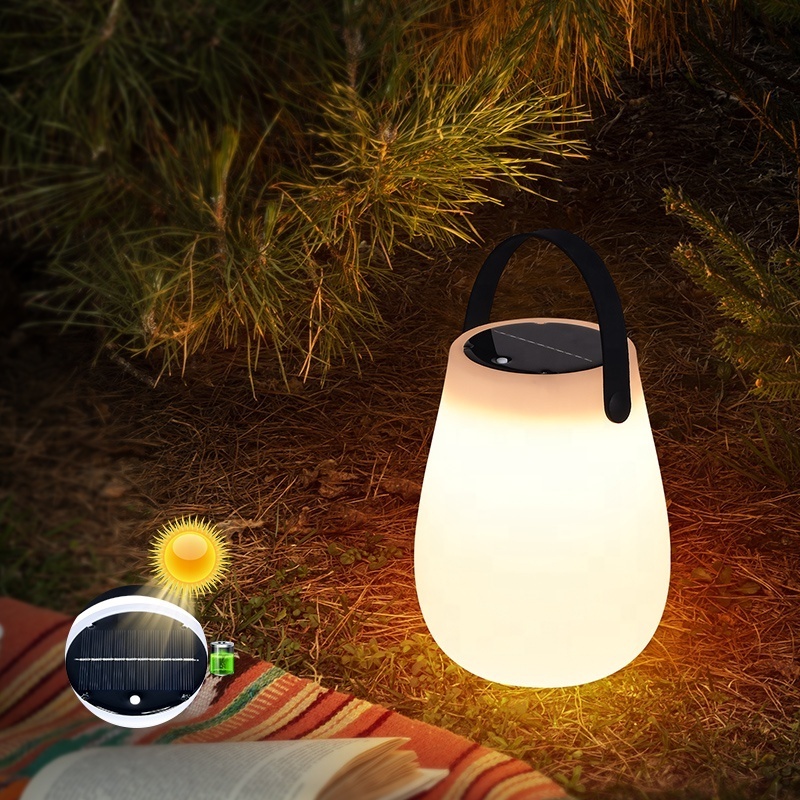 Energy Efficient Solar Powered Garden Lights Outdoor Waterproof Hybrid Solar USB Rechargeable LED Hanging Lantern Table Lamp