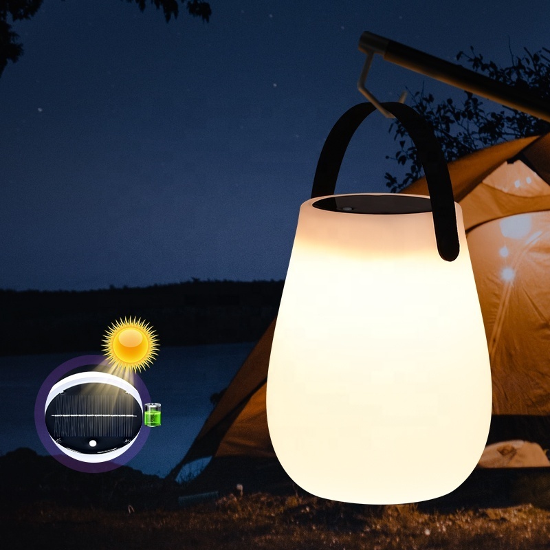 Energy Efficient Solar Powered Garden Lights Outdoor Waterproof Hybrid Solar USB Rechargeable LED Hanging Lantern Table Lamp