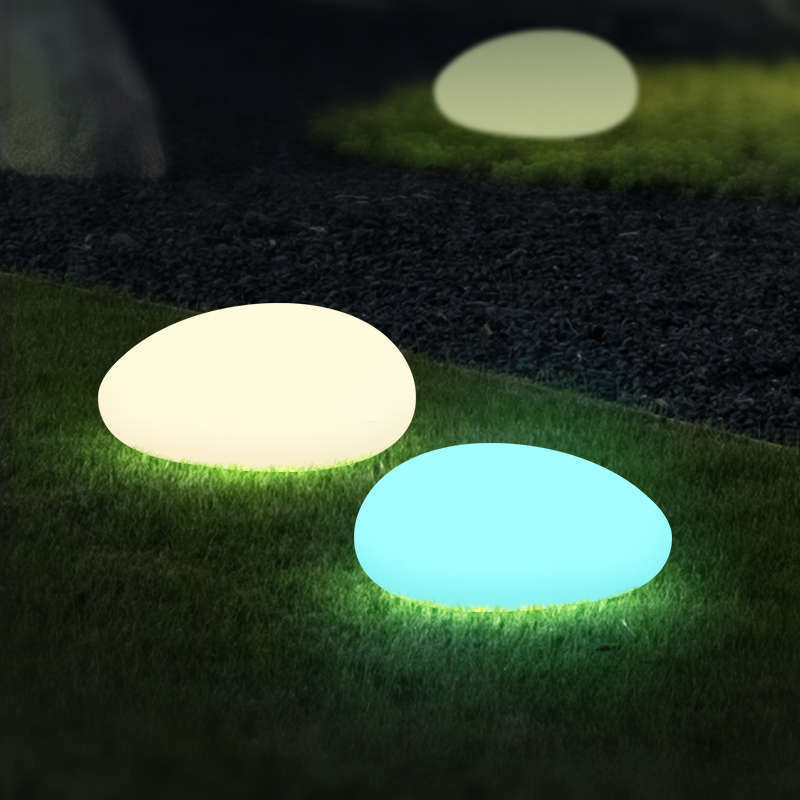 Modern Artificial Stone Globe Solar Powered RGBW Led Outdoor Parking Garden Landscape Lawn Solar Stone Lights