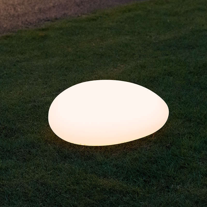 Modern Artificial Stone Globe Solar Powered RGBW Led Outdoor Parking Garden Landscape Lawn Solar Stone Lights